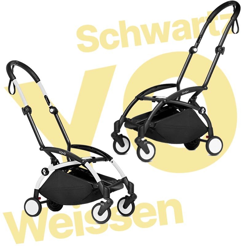 Farben des schwarz -weißen Chassis des YOYO Babyzen Kinderwagen