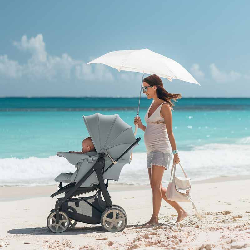 Kinderwagen am Strand